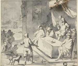 Scène uit de Nederlandse geschiedenis: Smekelingen voor de heerser door Romeyn de Hooghe