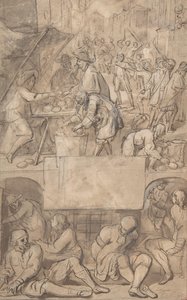Studie voor een Titelpagina: Allegorie van Handel en een Schuldenaar