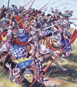 Agincourt - De onmogelijke overwinning 25 oktober 1415 (gouache op papier) door Ron Embleton