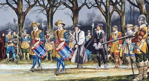 De laatste wandeling van Charles I (gouache op papier) door Ron Embleton