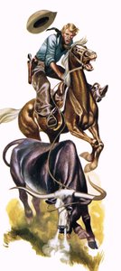 Texaanse cowboy aan het werk door Ron Embleton