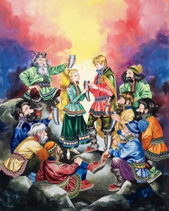 Het geheim van de trollen (gouache op papier)