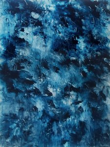 Dynamische blauwe abstractie door Ron Halfant
