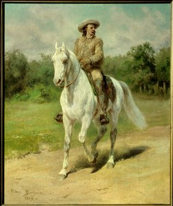Portret van William Frederic Cody (1846-1917), bekend als Buffalo Bill, Amerikaanse soldaat, avonturier en ruiteracteur. Schilderij uit 1889 door Rosa Bonheur (1822-1899)