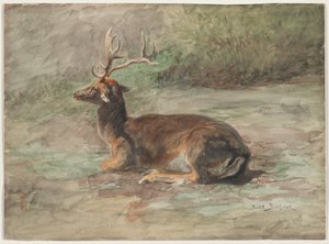 Liggend hert door Rosa Bonheur