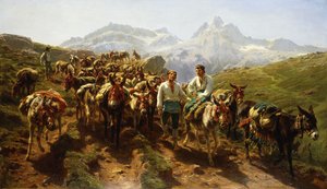 Spaanse muilezeldrijvers die de Pyreneeën oversteken door Rosa Bonheur