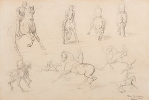 Studies van een paard en ruiter door Rosa Bonheur