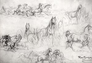Studie van paarden door Rosa Bonheur