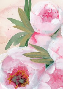 Bloeiende pioenrozen in aquarel door Rosana Laiz Blursbyai