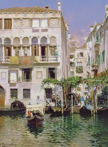 Een kanaalscène in Venetië door Rubens Santoro