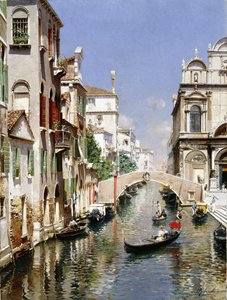 Een Venetiaans Kanaal met de Scuola Grande di San Marco en Campo San Giovanni e Paolo, Venetië door Rubens Santoro