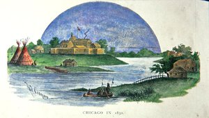 Chicago in 1831 door Rudolf (after) Cronau