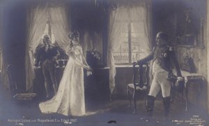 Koningin Louise van Pruisen ontmoet Napoleon in Tilsit door Rudolf Eichstaedt