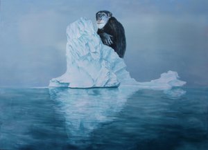 Chimpansee op een ijsberg
