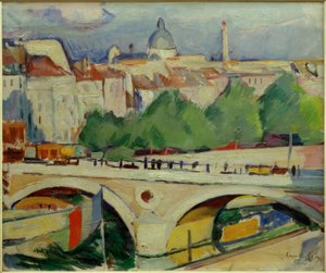 Uitzicht op de Pont Marie door Rudolf Levy