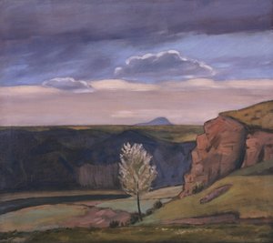 Uitzicht vanaf Žalov richting Říp Berg