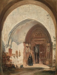 Het portaal van de Stiftskerk Nonnberg in Salzburg door Rudolf von Alt