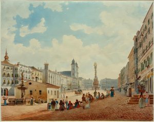 Het hoofdplein in Linz door Rudolf von Alt