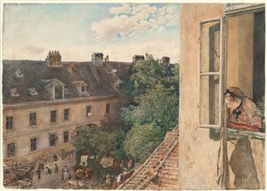 Uitzicht op de Alservorstadt, 1872 door Rudolf von Alt