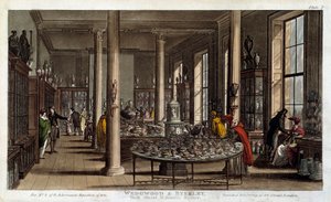 Interieur van een Wedgwood porseleinwinkel in Londen Lithografie door R. Ackermann door Rudolph Ackermann