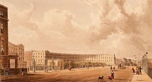 De Crescent, Portland Place, aquatint gepubliceerd in 1822 door Rudolph Ackermann