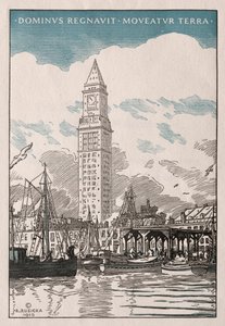 De Custom House Tower vanaf de Waterside door Rudolph Ruzicka