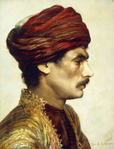 Profielportret van een man met een rode tulband, 1882