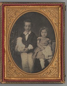 Ongenoemd portret van een jongen en meisje, 1855
