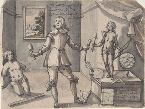De kunstenaar in zijn atelier, 1636 door Ruprecht Bartz