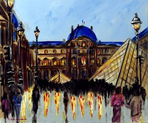 Louvre Museum in Parijs, 2025 (olieverf op doek)
