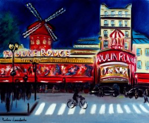 Moulin Rouge Avond Parijs, 2024 (olieverf op doek) door Ruslana Levandovska