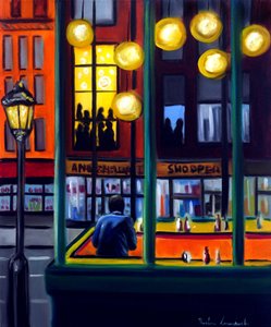 Café Nightfall, 2025 (olieverf op doek) door Ruslana Levandovska