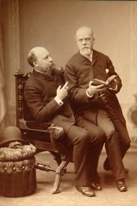 Kunstenaar Pavel Vassilievich Shukovsky (1846-1912) Historicus Alexander Onegin (Otto) in Weimar. Albumine Foto door Russian Photographer