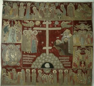 Verschijning van de Maagd aan St. Sergius, 1525 door Russian School