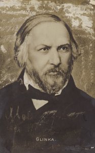 Mikhail Ivanovitsj Glinka, Russische componist (1804-1857) door Russian School