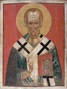 St. Nicolaas, Novgorod school, c.1300 door Russian School