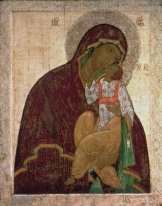 De Yakhroma Madonna van Nederigheid, Russische icoon, mogelijk School van Pskov