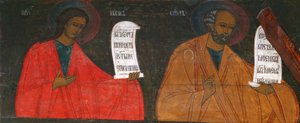 De profeten Habakuk en Jona, 16e eeuw door Russian icon.