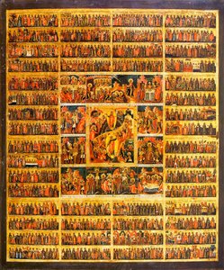 Jaar Kalender met de Scènes van de Passie van Christus door Russian icon.