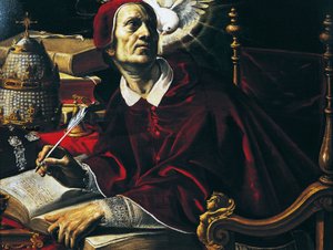 Sint Gregorius de Grote, schilderij door Rutilio Manetti, Italië door Rutilio Manetti