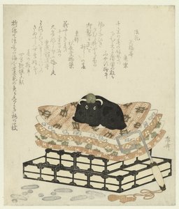 Beeldje van een os door Ryuryukyo Shinsai