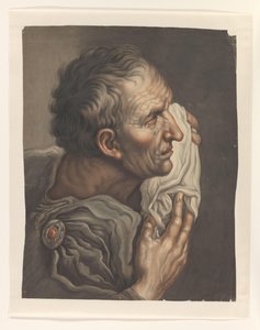Huilende man met doek, naar rechts door S.A. van der Heim
