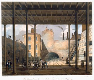 Pakhuizen enz. aan het einde van de tunnel richting Wapping, Liverpool, 1832-1833