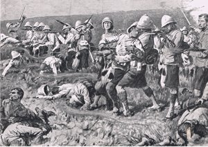Majuba Hill, 27 februari 1881 (1e Boerenoorlog), illustratie uit British Battles on Land and Sea, 1915 door S. Begg