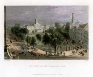 Het Park en het Stadhuis, New York, VS, 1838