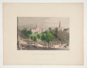 Het park en stadhuis, New York, illustratie voor Nathaniel Parker Willis
