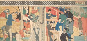 Verkoopruimte in het Buitenlandse Handelsgebouw in Yokohama, 1861