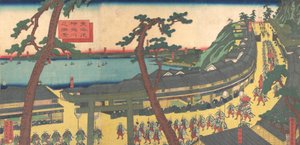 Uitzicht op Kanagawa aan de Tokaido-weg Tokaido kanagawa no shokei door Sadahide Utagawa