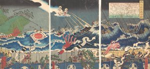 Krijgsscène, 19e eeuw door Sadahide Utagawa