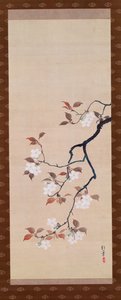 Hangende Rol die Kersenbloesems Afbeeldt, uit een Drieluik van de Drie Seizoenen, Japans, begin 19e eeuw door Sakai Hoitsu